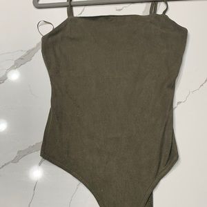 Green suede bodysuit